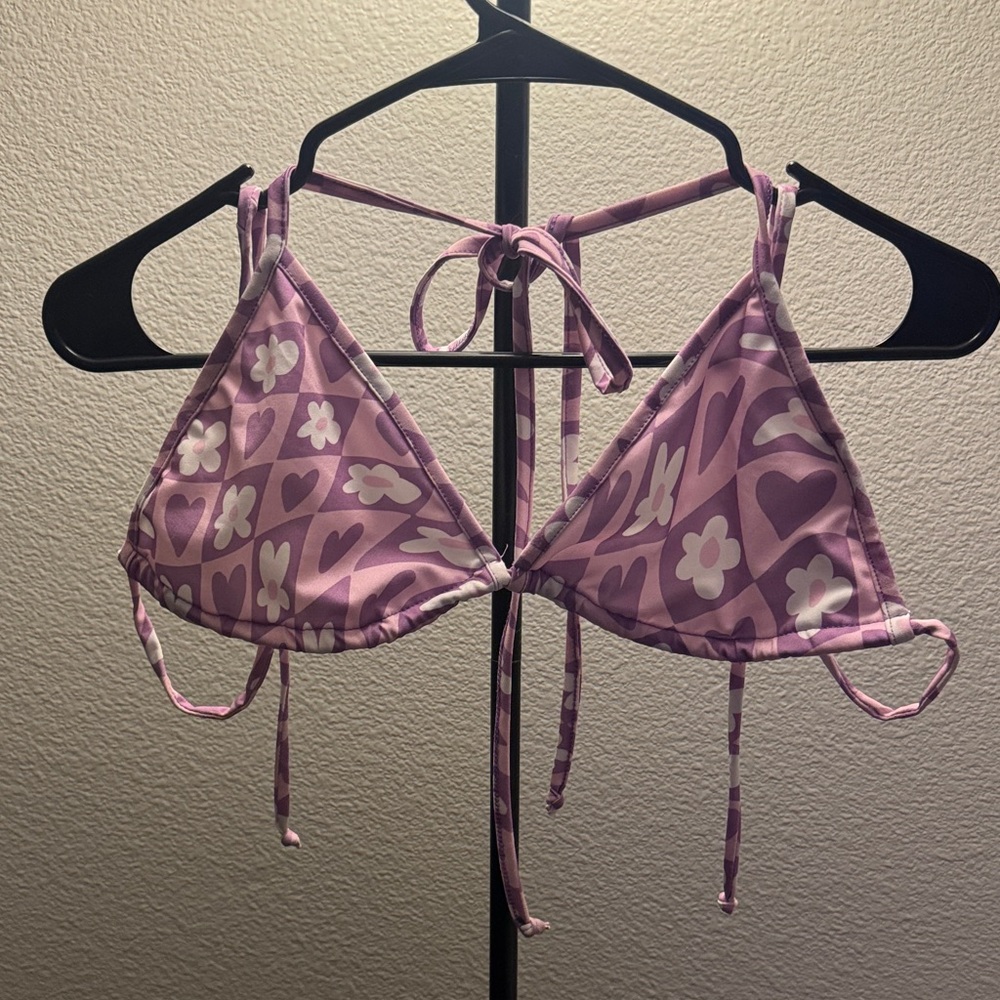 iHeartRaves Purple Heart and Flower Bikini Top